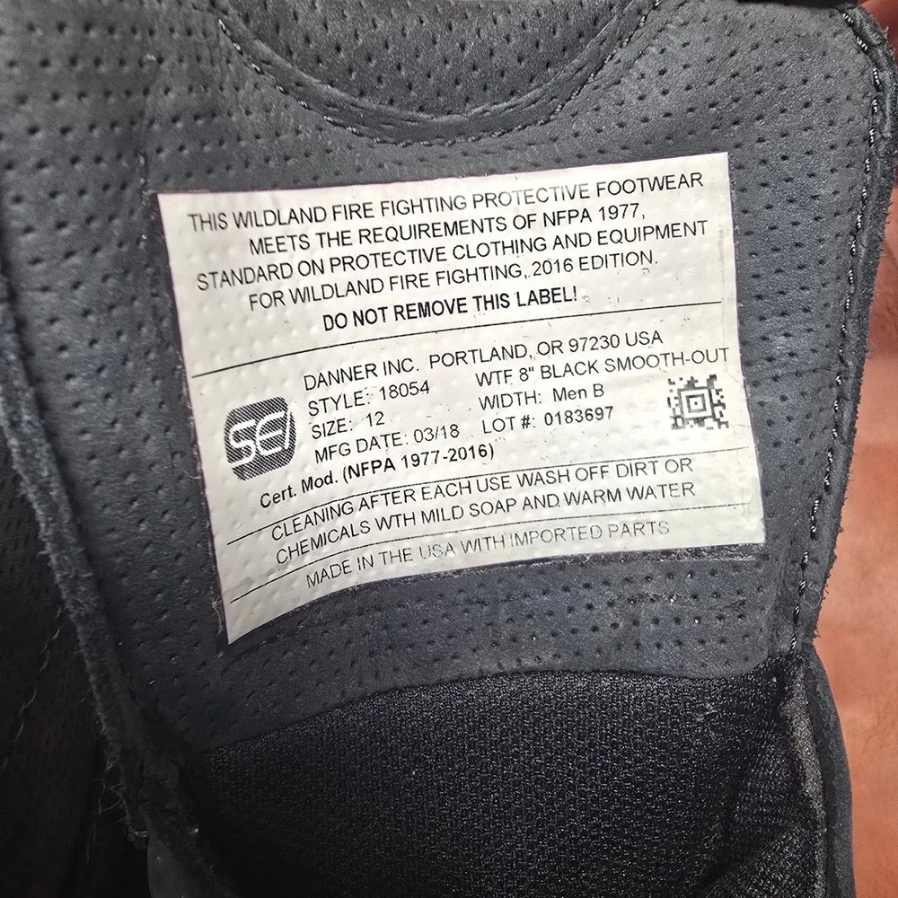 Danner Wildland Tactical‎ Firefighter Black Fire Fighting Boots Mens 12 B New